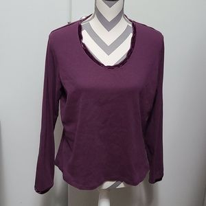 J. Jill Long Sleeve Tee in Deep Plum